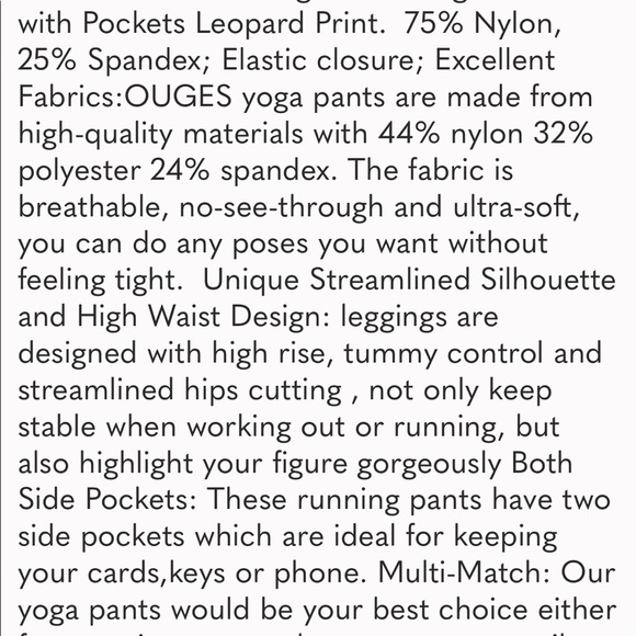 HP🐆♥️SEXY OUGES LEOPARD PRINT HIGH WAIST 7/8 ACTIVEWEAR YOGA LEGGINGS w/POCKETS - Picture 9 of 16